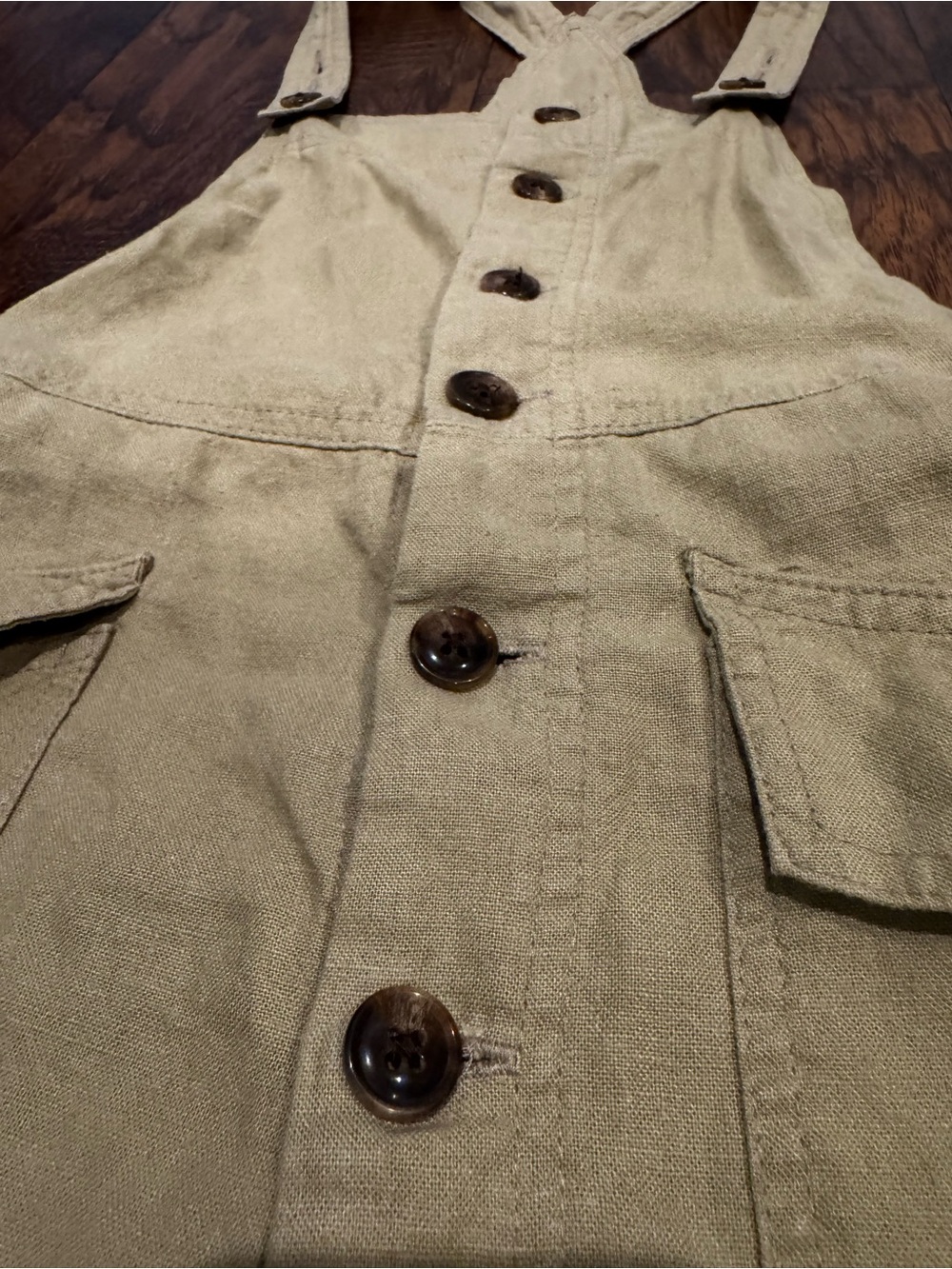 Urban Outfitters Olive Linen Blend Utility Overall Romper Size S